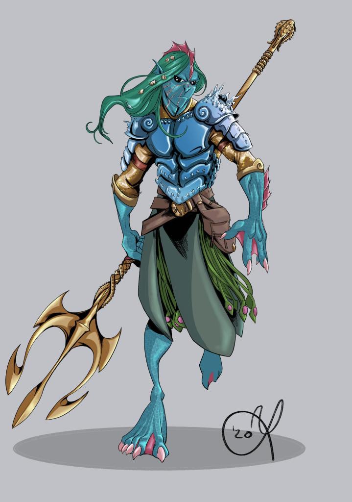 My buddy's Triton character from D&D